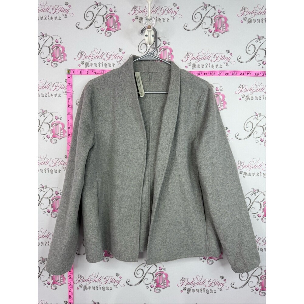 Simons wool cardigan Light Grey Open-Front Knit Cardigan